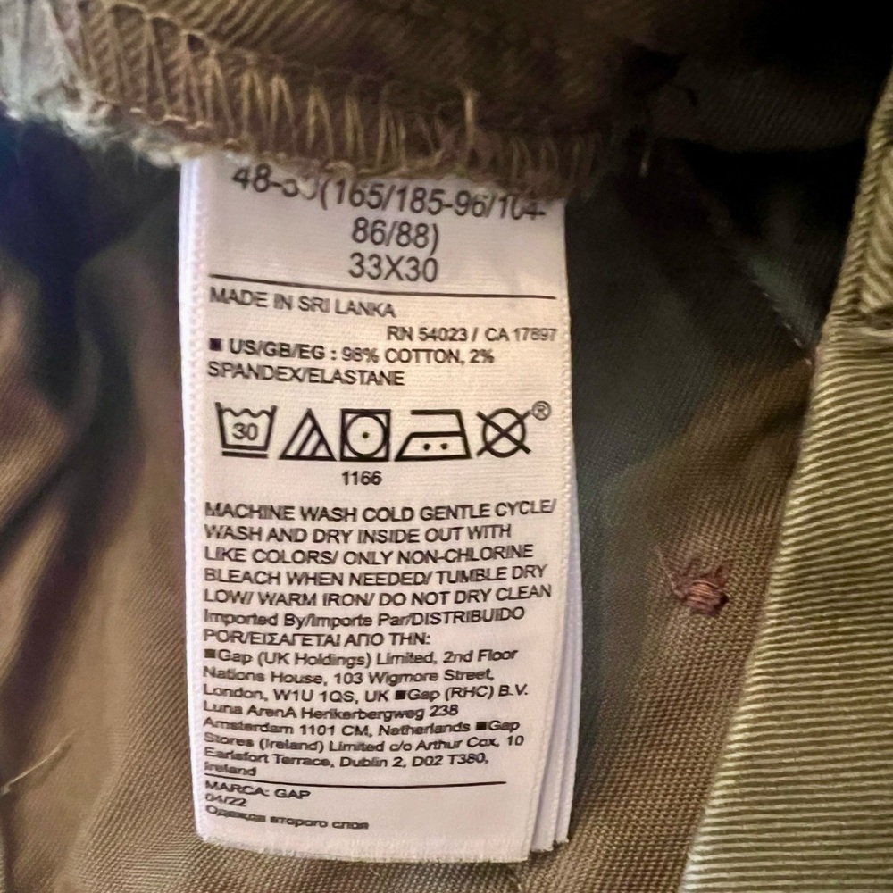 GAP Men's Dark Olive Green Athletic Taper Stretch Chinos 33x30 - Picture 4 of 4